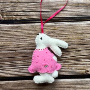 Іграшка-прикраса "Заєць у рожевій сукні"